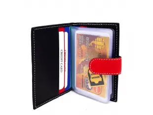 Suport negru pentru cărți de vizită cu fermoar