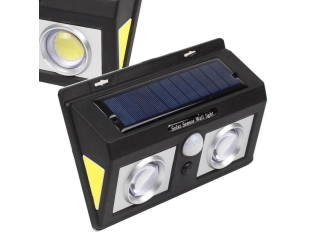 Lampă solară LED de exterior CL-5066A cu spot de ușă cu senzor de mișcare, lupă dublă și lumini laterale