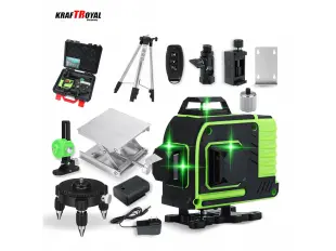 Nivelă laser 4D KraftRoyal pentru construcții cu 16 linii (nivelă laser verde în patru puncte) autonivelantă