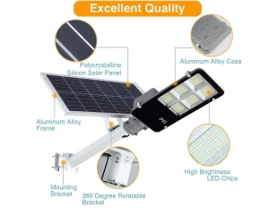 Lampă stradală solară cu panou și suport JORTAN 1800W