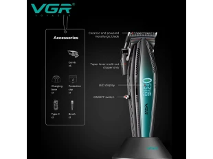 Mașină de tuns VGR V-270 cu suport de încărcare (verde)