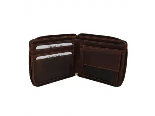 Portofel bărbătesc cu fermoar din piele de vânătoare