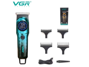 Aparat de tuns profesional pentru păr și barbă cu afișaj VGR V-966 - Verde