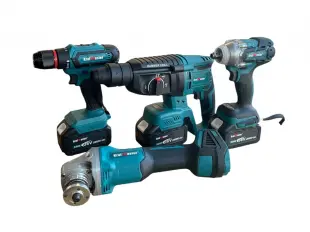 Set de percutor ciocan fără fir, polizor unghiular, cheie și șurubelniță KrafMaster 36V cu 3 baterii 8Ah și încărcător