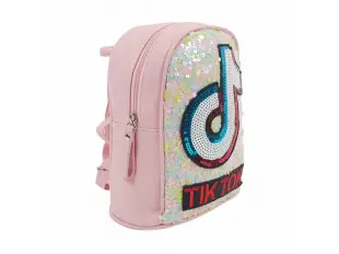 Ghiozdan roz pentru copii cu paiete - Tik Tok