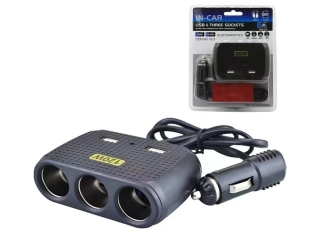 Priză brichetă Olesson 1512, 3 prize, 2 porturi USB