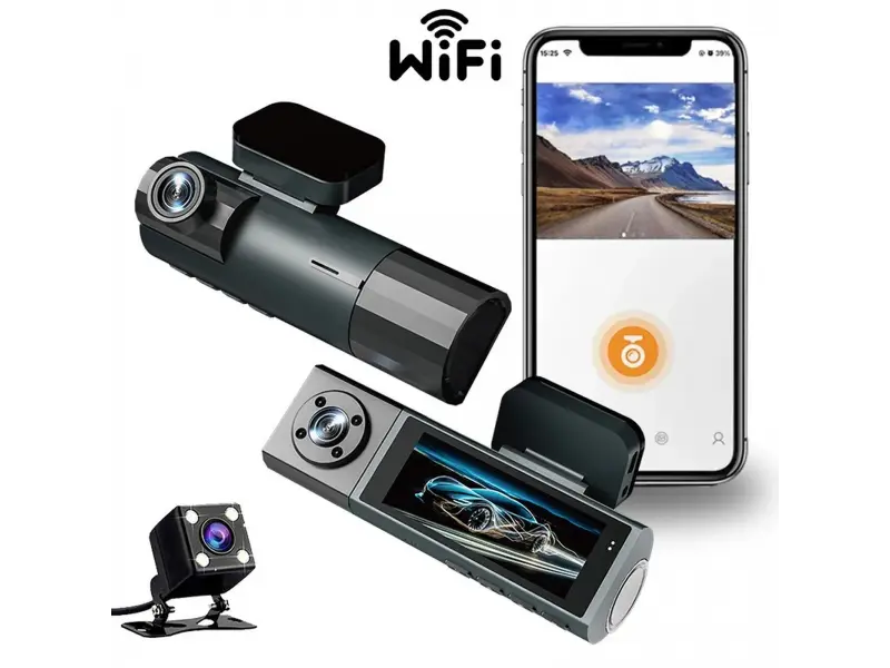 DVR BlackBox pentru vehicule 1080P cu două camere + cameră spate DVR BlackBox pentru vehicule 1080P cu două camere + cameră spate - CREE Lights 3274