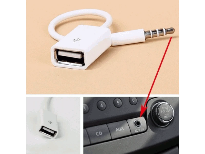 Mufă audio AUX de 3,5 mm în USB 2.0