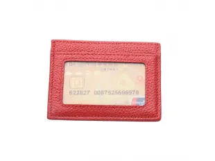 Portcard din piele naturală roșie Portcard din piele naturală roșie