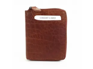 Suport pentru cărți de vizită din piele naturală maro cu fermoar Suport pentru cărți de vizită din piele naturală maro cu fermoar