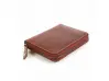 Suport pentru cărți de vizită din piele naturală maro cu fermoar