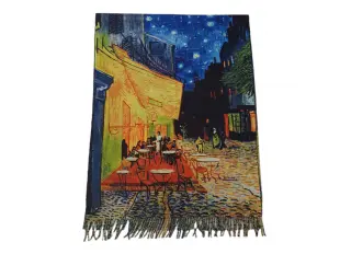 Eșarfă dublă pentru femei - Van Gogh - Terasa unei cafenele noaptea