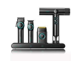 Set de tuns VGR 4 în 1 fără trepte pentru frizerii/coafori - Negru - Negru