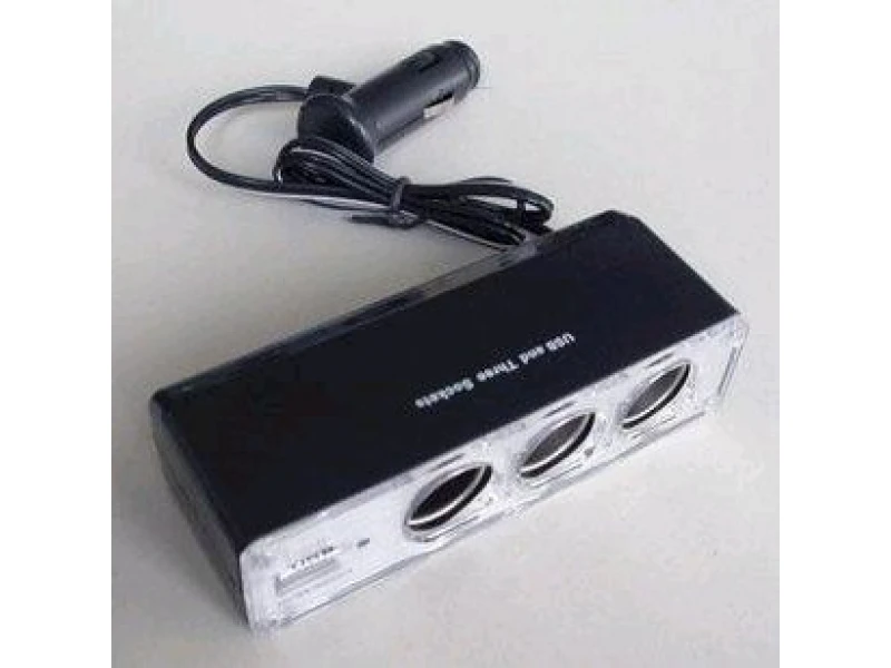 Adaptor brichetă auto 1:3 + USB