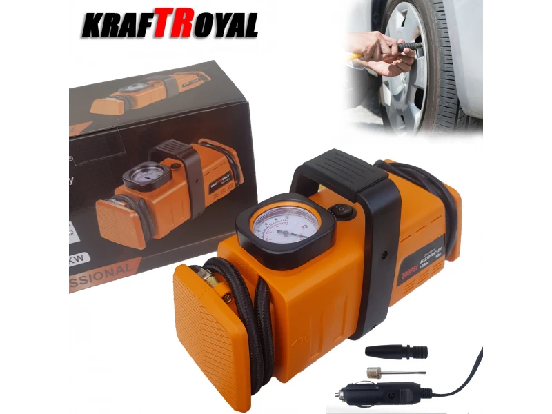 Compresor de anvelope KraftRoyal cu 7 bari, 12V și 220V