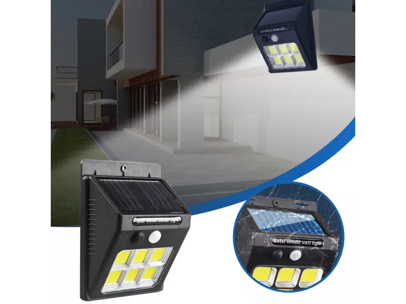 Lampă solară LED de exterior cu 6 diode și reflector cu senzor de mișcare pentru ușă Lampă solară LED de exterior cu 6 diode și reflector cu senzor de mișcare pentru ușă
