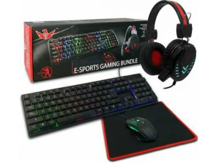 Tastatură cu lumini + căști și mouse pad JX-K8816