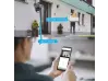 2 camere triplă rotative WiFi AI pentru exterior, 10MP, cu trei obiective, ICSee, neagră