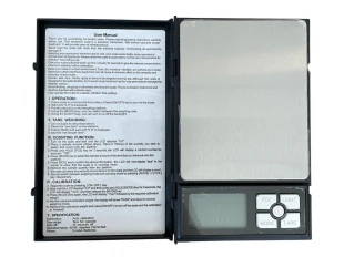 Cântar pentru bijuterii NOTEBOOK 500 g cu o precizie de 0,1 g.