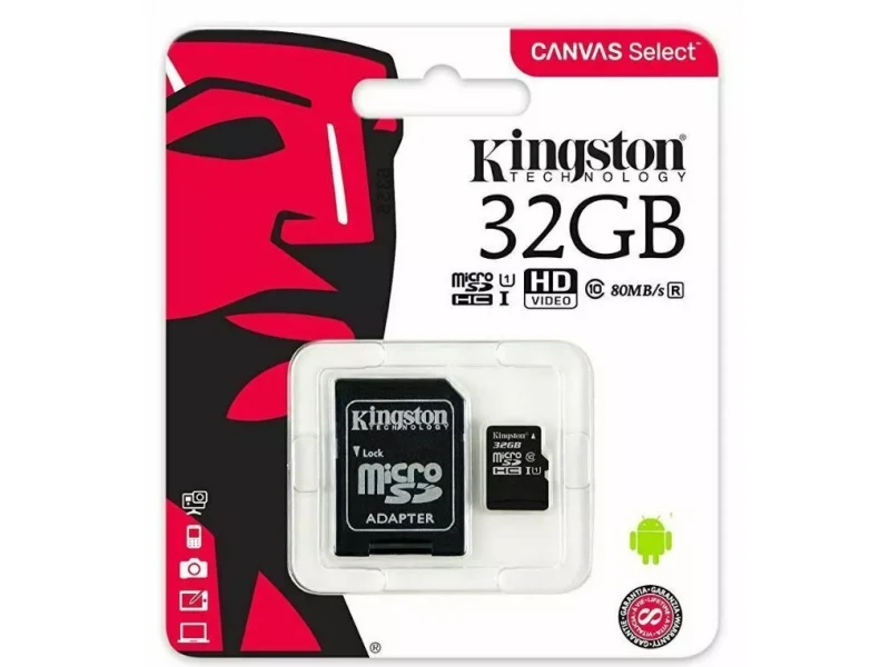 Card de memorie MicroSD Kingston 32GB Clasa 10 + Adaptor SD