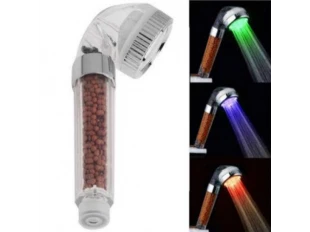 Cap de duș luminos cu LED în diferite culori + minerale din turmalină și germaniu