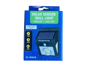 Lampă solară LED de exterior CL-2566A cu senzor de mișcare, spot pe ușă și lupă, lumini laterale