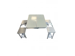 Masă pliabilă de camping cu scaune tip valiză