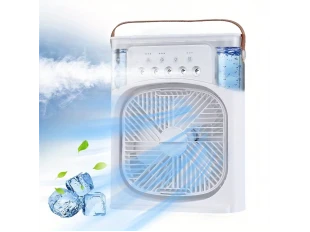 Mini ventilator de aer condiționat cu ceață de apă, silențios, portabil, pentru casă, birou, camping - Alb