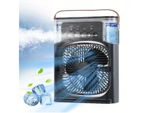 Mini ventilator de aer condiționat cu ceață de apă, silențios, portabil, pentru casă, birou, camping - Negru
