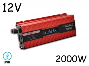 Invertor de tensiune cu afișaj UKC KC-2000D 12V - 220V 2000W 