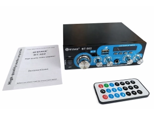 Amplificator audio Bluetooth pentru acasă BT-502 - USB, FM, TFT, BLT, 2x30W, 220VAC