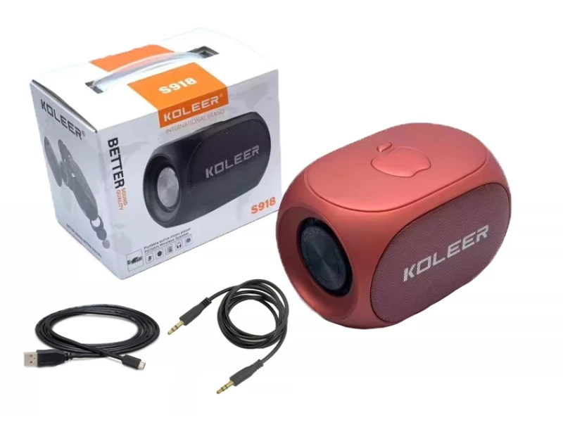 Difuzor Bluetooth fără fir Koleer S918 FM/TF/USB/BT - Roșu