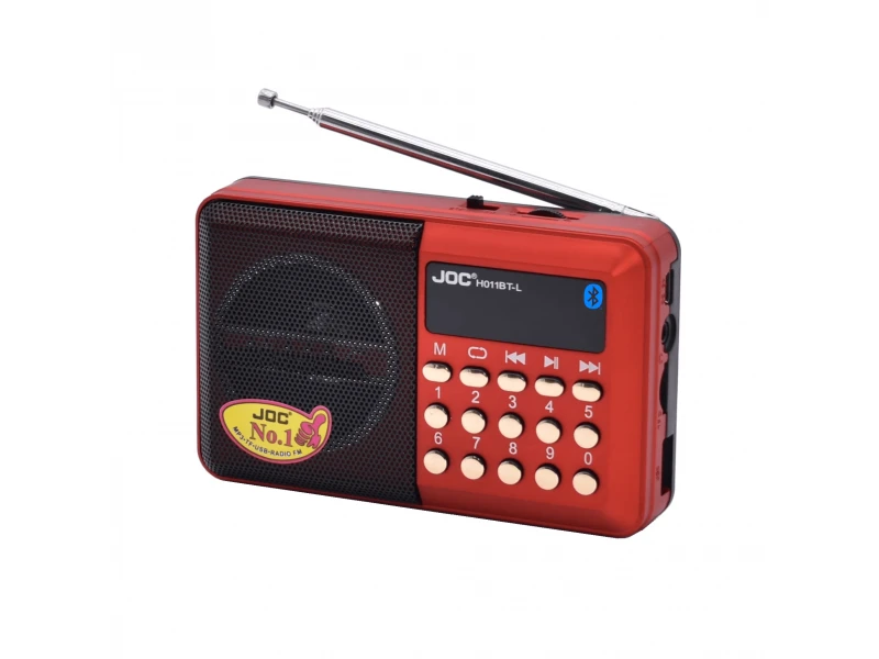 Mini difuzor JOC H011BT cu Bluetooth, radio FM, player MP3, USB card SD - roșu 