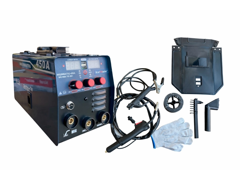 Aparat de sudură electric cu invertor 400A cu alimentator de sârmă KraftMaster 3 în 1 + mască solară + rolă de sârmă Aparat de sudură electric cu invertor 400A cu alimentator de sârmă KraftMaster 3 în 1 + mască solară + rolă de sârmă - KraftMaster 3218-2