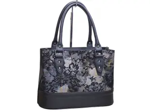Geantă neagră cu flori - Kalina
