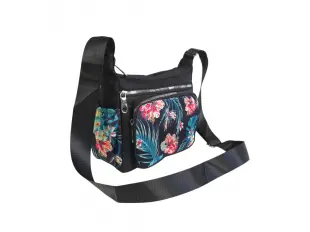 Geantă textilă neagră cu flori - Greta