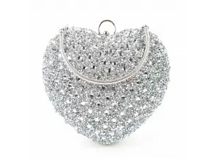 Geantă argintie strălucitoare - inimă