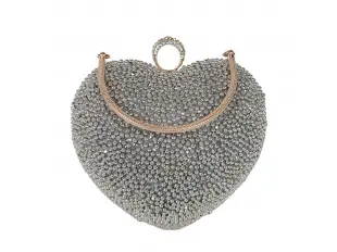 Geantă de argint cu perle - inimă