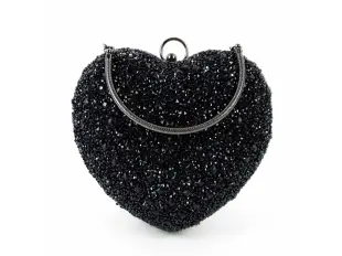 Geantă neagră strălucitoare - inimă
