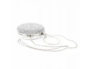 Geantă rotundă argintie strălucitoare