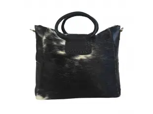 Geantă de mână din piele cu blană