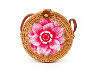 Geantă elegantă din ratan - floare Geantă elegantă din ratan - floare