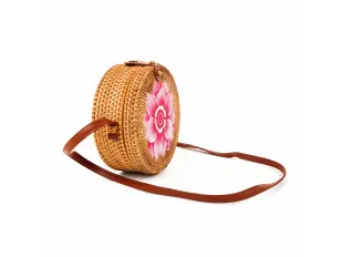 Geantă elegantă din ratan - floare