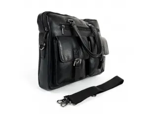 Geantă bărbătească mare, din piele ecologică, de culoare neagră