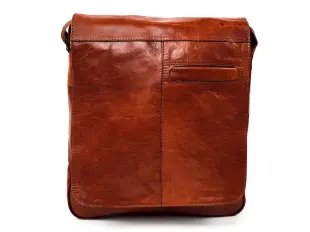 Geantă bărbătească din piele maro cu clapă