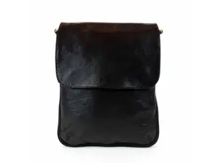 Geantă bărbătească din piele neagră cu zoom