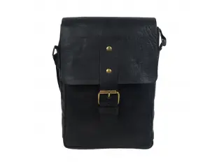 Geantă bărbătească neagră cu cataramă - Leat