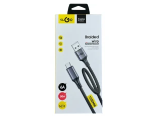 Cablu de încărcare 100cm KLGO S-211, Tip-C, ÎNCĂRCARE RAPIDĂ