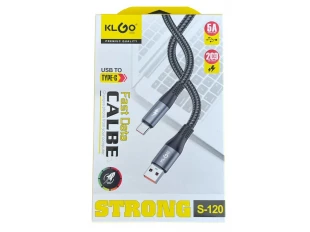 Cablu de încărcare 200cm KLGO S-120, Tip-C, ÎNCĂRCARE RAPIDĂ