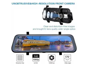 DVR oglindă 10 inci cu ecran tactil și cameră video pentru marșarier